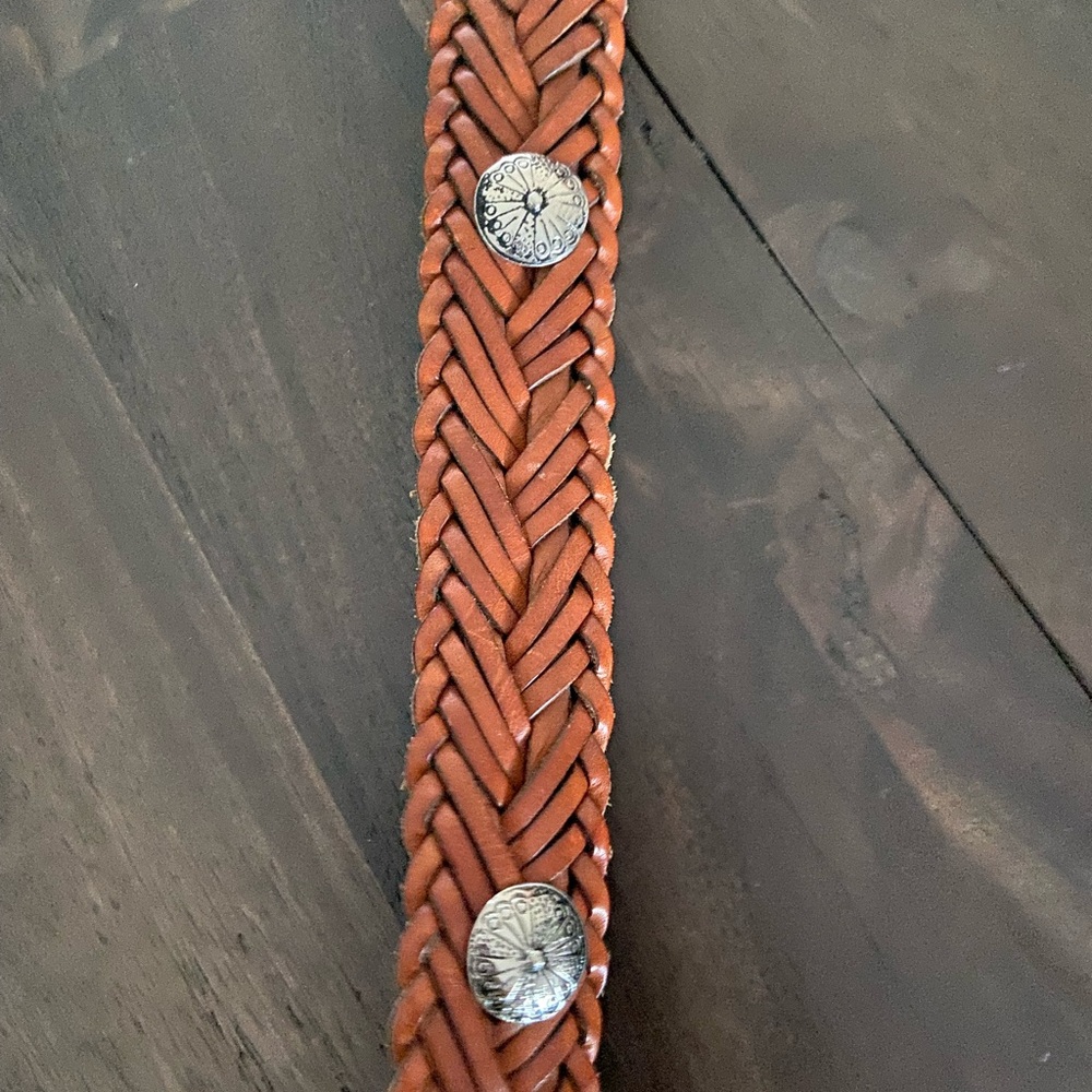 Talbots Brown Braided Leather Weatern vintage 90s Belt women's small - Picture 5 of 10